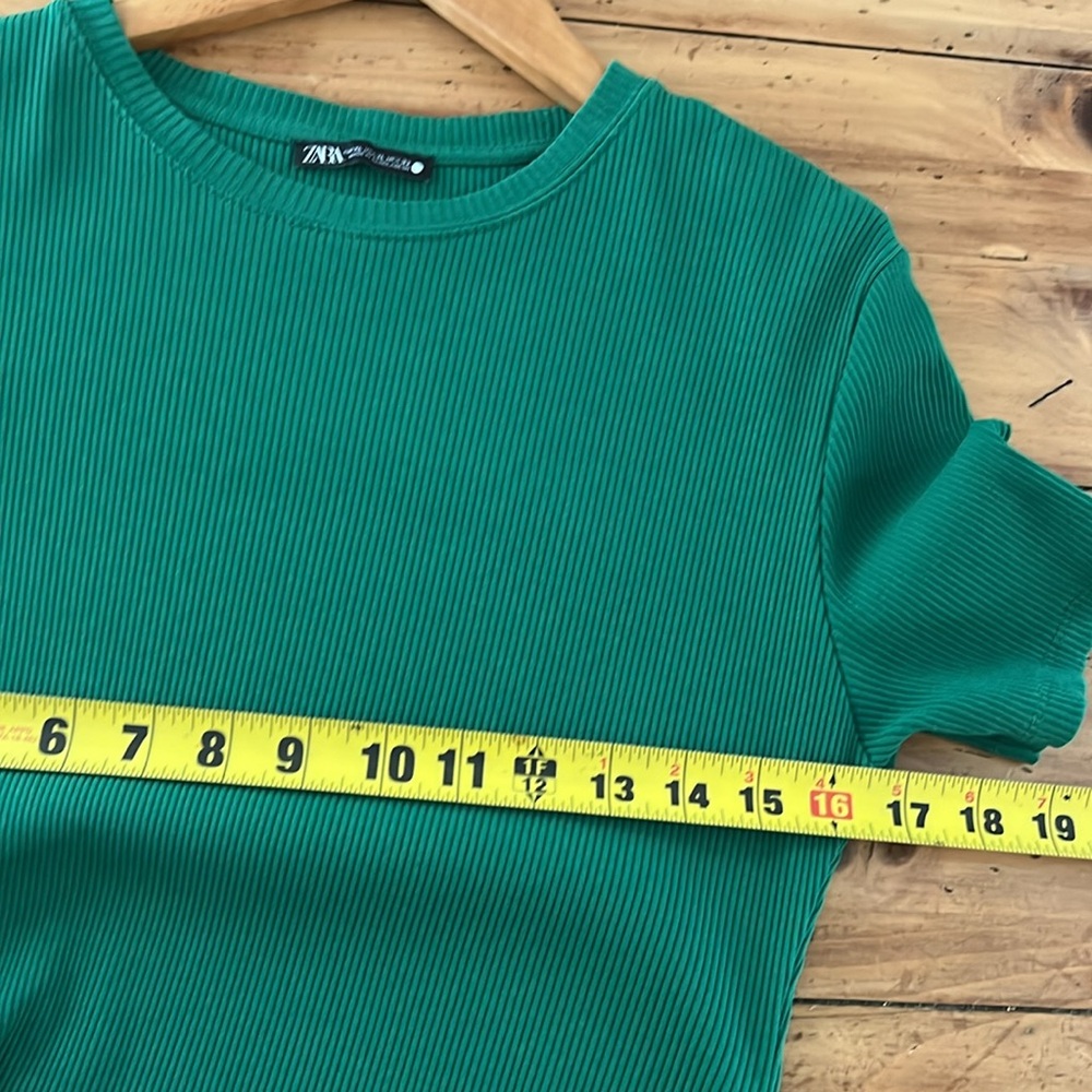 ZARA Green Dress with side Ruching XL - Picture 9 of 11
